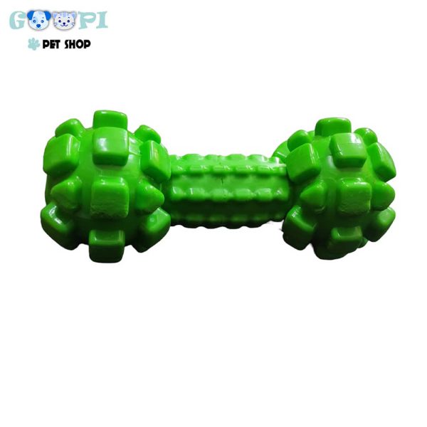 اسباب بازی دندان_گیر- مخصوص سگ- طرح دمبل فضایی-زاریکس-سبز-پررنگ
